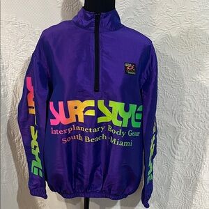 Surf Style Iridescent Purple Interplanetary Windbreaker,‎ size small